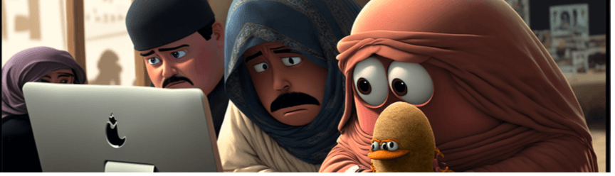 /Imagine prompt: a saudi creative team looking at a screen pixar style --ar 3:2 --v 4